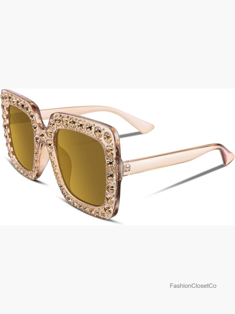 Sparkling Crystal Oversized Square Thick Frame Sunglasses